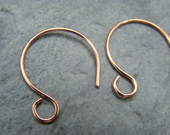 Handmade copper ear wires  ~ Copper hoops ~ Earring components ~ Artisan jewelry making supplies ~ Ear hooks ~  Handmade copper earring hoop