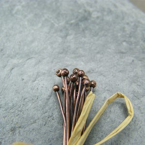 Antique copper ball head pins Copper Headpins Copper Findings Jewellery Making Supplies Ball End Head Pin Headpins Antique image 8