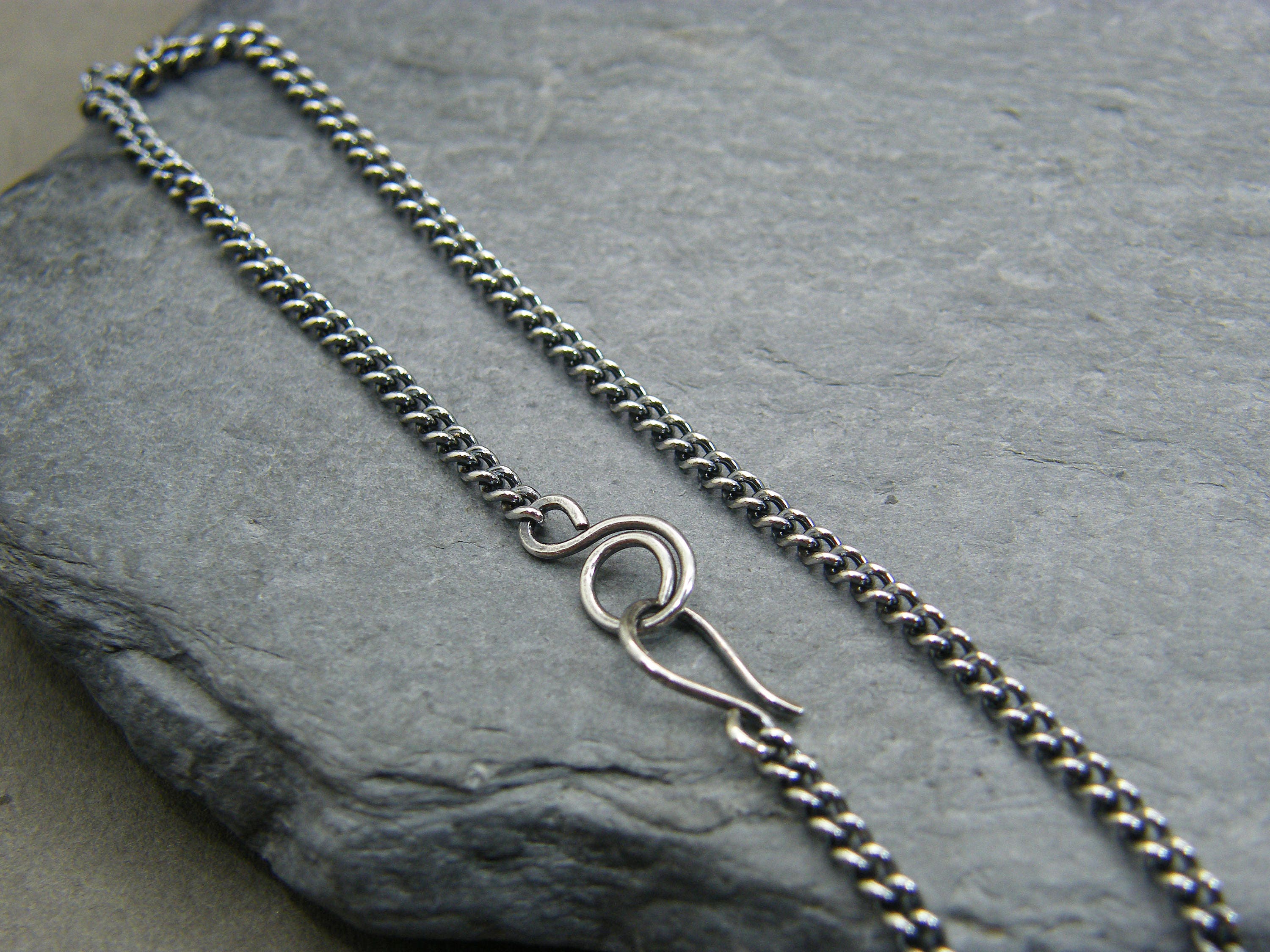 Sterling Silver Curb Chain Bracelet Antique Silver Bracelet Etsy UK