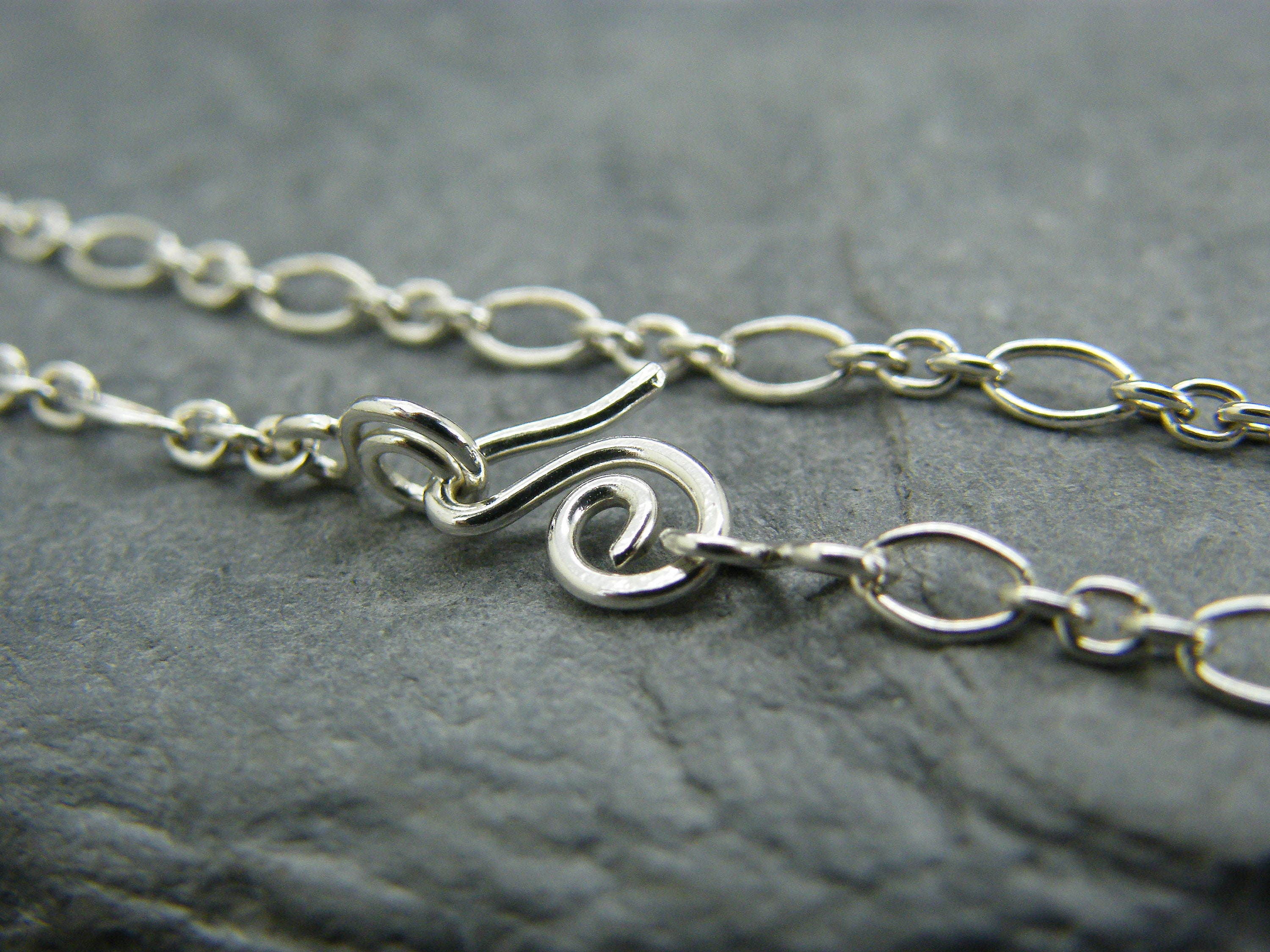 Sterling Silver Necklace Silver Chain Hammered Sterling Etsy