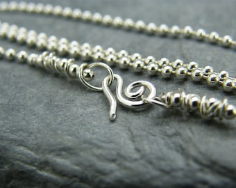 Silver chain ~ Sterling silver necklace ~ Sterling silver  ball chain ~ Jewellery making supplies ~  Handmade clasp ~ Silver bead chain