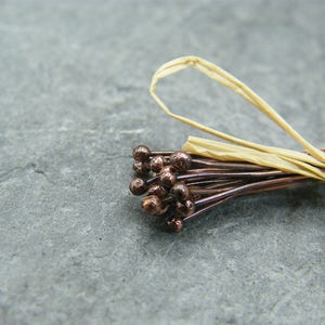 Antique copper ball head pins Copper Headpins Copper Findings Jewellery Making Supplies Ball End Head Pin Headpins Antique image 5