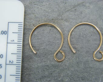 Gold filled ear wires  ~ Gold filled hoops ~ Earring components ~ Jewelry making supplies ~ Ear hooks ~  Handmade gold ear wires, hoops ~