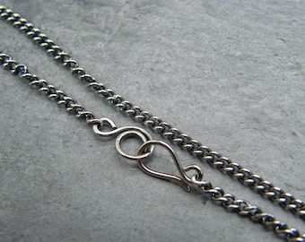 Sterling silver curb chain bracelet ~ Antique silver bracelet ~ Finished silver chain ~ Jewellery making supplies ~ Sterling silver bracelet