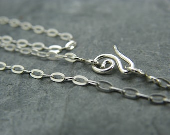 Sterling silver necklace ~ Silver chain ~ Hammered sterling silver chain ~ Jewellery making supplies ~  Handmade clasp ~ Fine silver chain ~