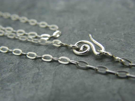 Hammered Sterling Silver Chain Necklace With Handmade Clasp - Etsy