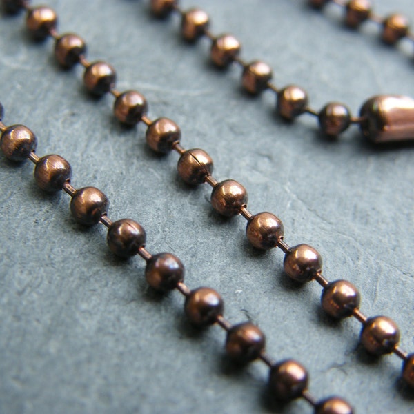 Copper ball chain ~ Antique copper chain ~ Copper necklace ~ Solid copper chain ~ UK supplier ~ 2.4mm copper necklace ~ 18 inch