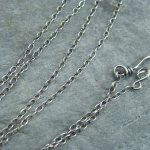 Sterling silver chain ~ Silver necklace ~ Sterling silver trace chain ~ Jewellery making supplies ~ Antique silver ~ Handmade clasp ~ Silver