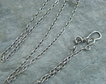 Sterling silver chain ~ Silver necklace ~ Sterling silver trace chain ~ Jewellery making supplies ~ Antique silver ~ Handmade clasp ~ Silver