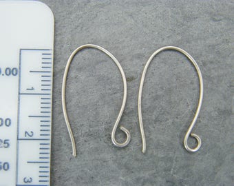 Sterling silver ear wires ~ Oval ear hooks ~  Ear hook wire findings - Handmade Jewelry Supplies - Ear wires - Artisan findings ~ Ear hooks