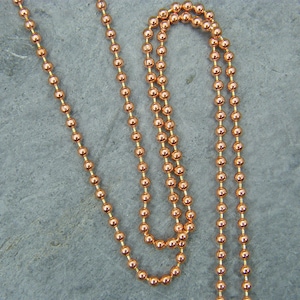 Copper ball chain ~ Copper necklace ~  2.4mm ball chain ~ 100% Solid copper chain ~ Bare copper chain ~ Antique copper chain ~ UK supplier ~
