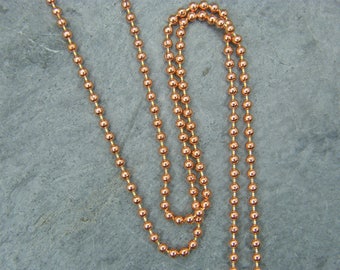 Copper ball chain ~ Copper necklace ~  2 mm ball chain ~ 100% Solid copper chain ~ Bare copper chain ~ Antique copper chain ~ UK supplier ~