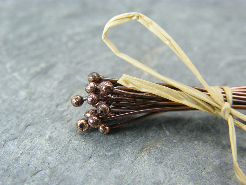 Antique copper ball head pins Copper Headpins Copper Findings Jewellery Making Supplies Ball End Head Pin Headpins Antique image 9