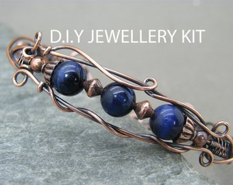 Wire wrapped jewelry kit ~ Do it yourself jewellery kit ~ Wire wrapping tutorial ~ Bracelet tutorial ~ Handmade Jewellery instructions ~