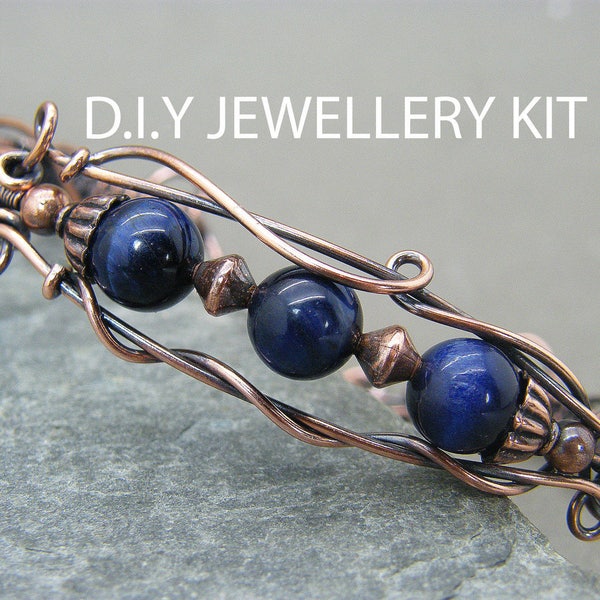 Wire wrapped jewelry kit ~ Do it yourself jewellery kit ~ Wire wrapping tutorial ~ Bracelet tutorial ~ Handmade Jewellery instructions ~