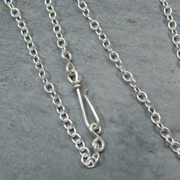 Sterling silver chain ~ Silver necklace ~ Sterling silver trace chain ~ Jewellery making supplies ~  Handmade clasp ~ Fine silver chain ~