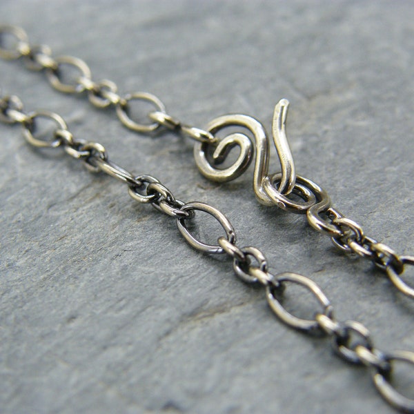 Antique silver necklace ~ Sterling silver necklace ~ Silver chain ~ Sterling chain ~ Jewellery making supplies ~  Handmade clasp ~ Necklace