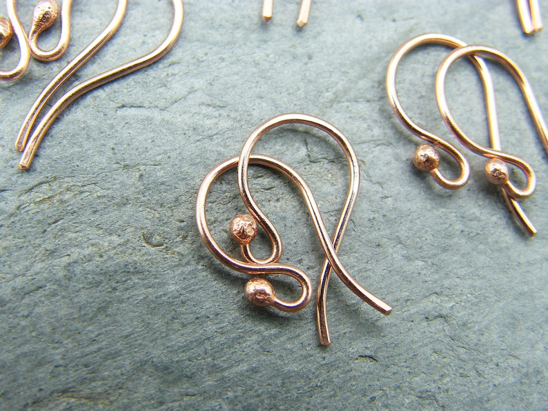 Handmade copper earring wires Ear hooks Artisan jewellery Etsy