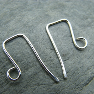 Handmade Sterling Silver Rectangle Ear Wires: Jewelry Making Supplies
