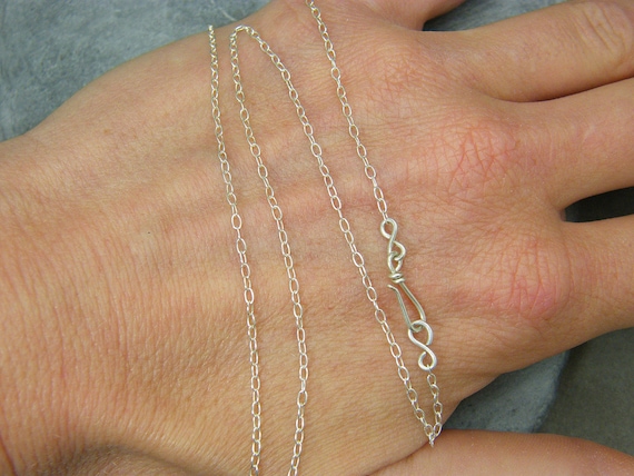 Sterling Silver Trace Chain Necklace with Handmade Clasp