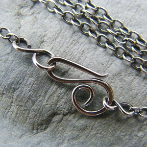 Sterling silver chain Silver necklace Antique silver trace chain Jewellery making supplies Handmade clasp Fine silver chain image 2