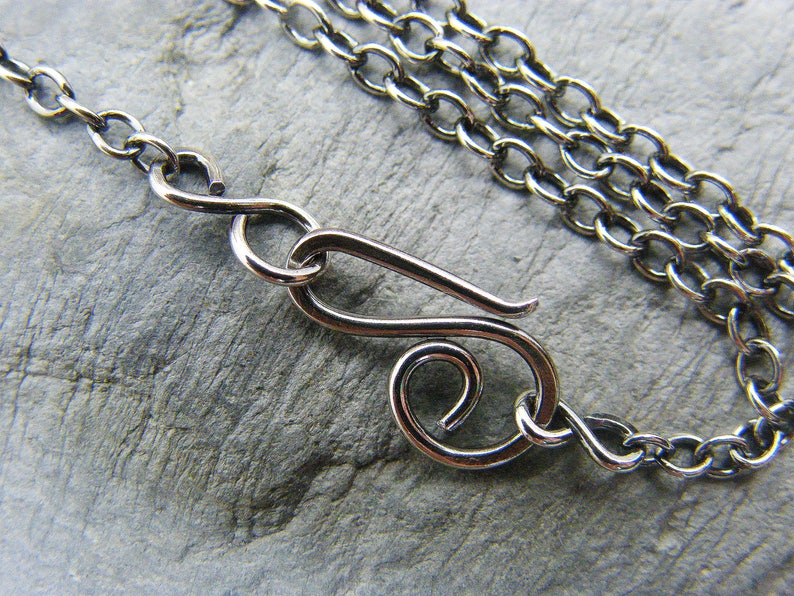 Sterling silver chain Silver necklace Antique silver trace chain Jewellery making supplies Handmade clasp Fine silver chain image 2