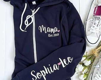 Mama Zip Up, Mama, Mama sweatshirt, Mom sweatshirt, Mama sweater, Personalized Gifts, Mothers Day Gift, Holiday gift for Mom