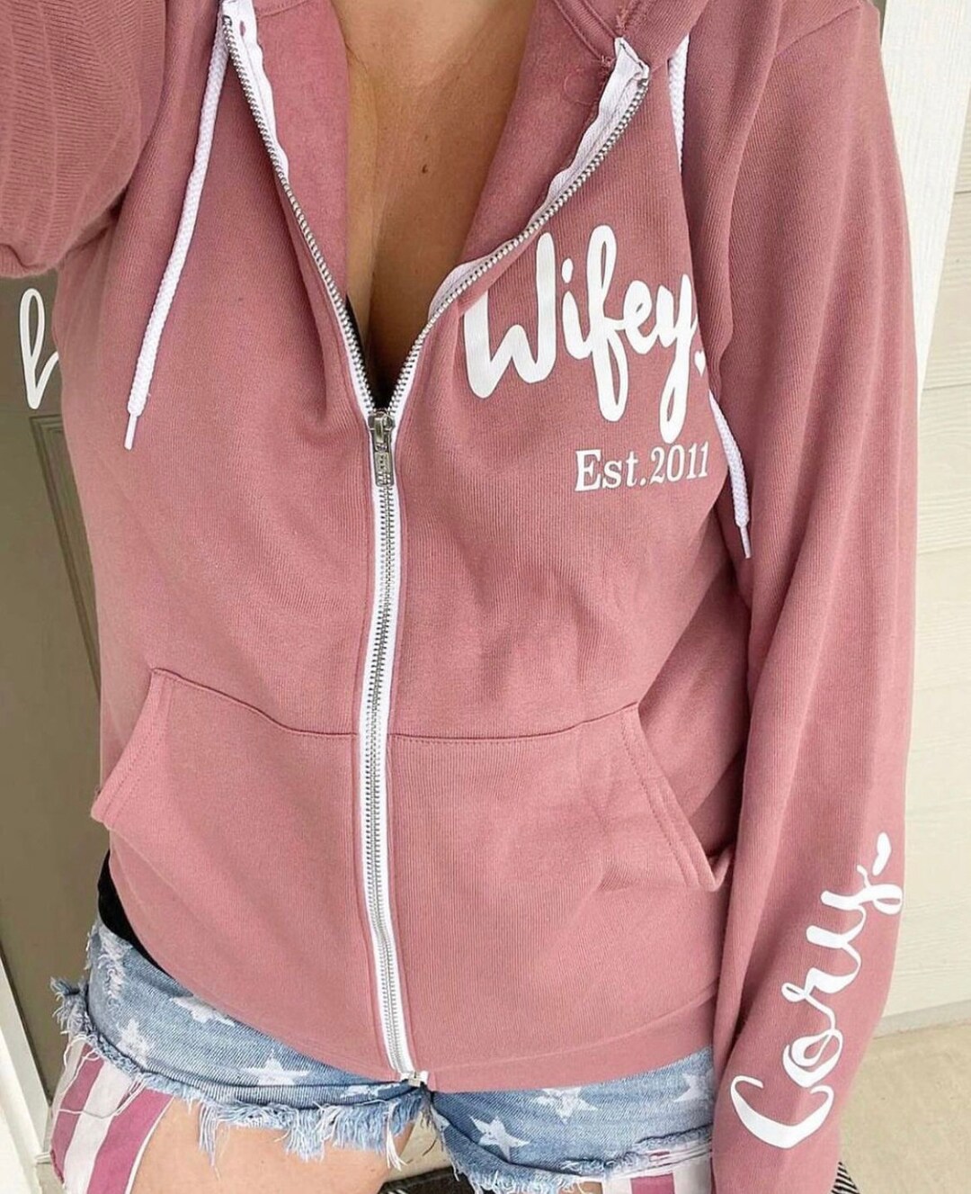 Wifey Hoodie, Engagement Zip up Hoodie, Full Zip up