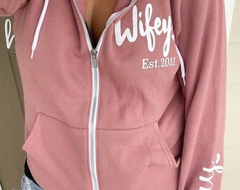 Wifey Zip Up Hoodie: Personalized Engagement Gift