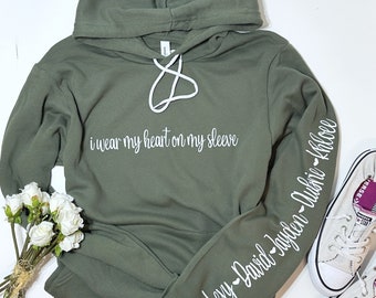 i wear my heart on my sleeve sweatshirt, Sleeve Print, Mom Sweater, Gift Sweatshirt, Personalized Sleeve, Mama Gift, Gift For Mom, Mom gift