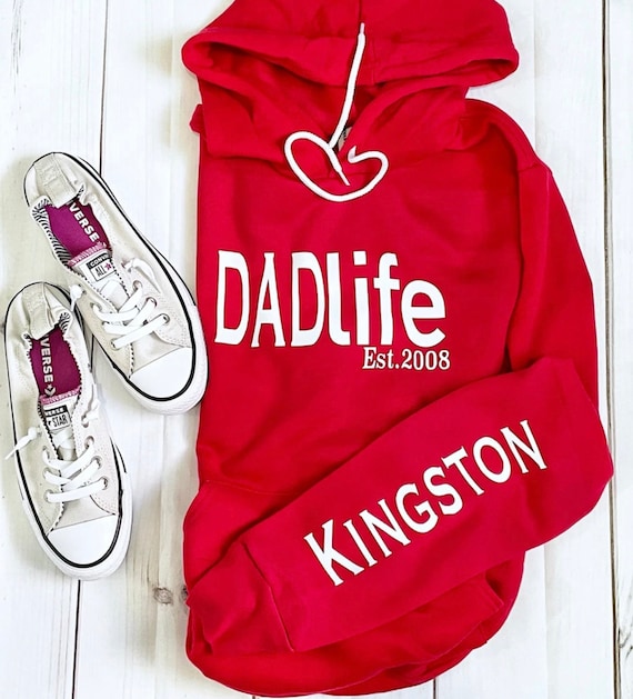 Dad Life Hoodie, Personalized Sleeve Print, Father's Day Gift