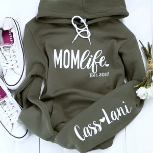 Mom Life Sweatshirt, Sleeve Print, Mom Sweater, Mom Sweatshirt, Gift For Mom Sweater, Gift For Mom, Mom Hoodie, mama hoodie, Hoodie for mom