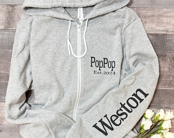 Grandpa Zip Up Sweatshirts, Sweatshirts Cozy Sweaters, Zipper Sweater, Grandpa Gift, Father’s Day Gift Idea, Custom Sleeve Names, Holiday