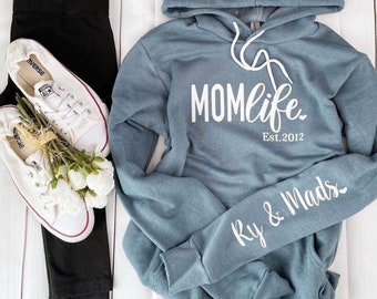 Mom Life Sweatshirt, Sleeve Print, Mom Sweater, Mom Sweatshirt, Gift For Mom Sweater, Gift For Mom, Momma, Handmade Gift, Unique