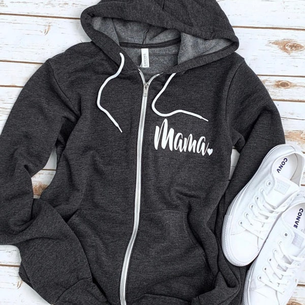 Mama Zip UP Sweatshirt, Zip Up Sweater, Sweatshirt for mama, Gift For Moms, Mother Sweater, Christmas Gift For Mom, Mothers day Gift,
