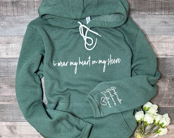 Sudadera con capucha y nombre personalizado en las mangas, sudadera para mamá, puños con estampado personalizado