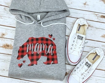 Mama Bear Hoodie Plaid Mama Bear 
