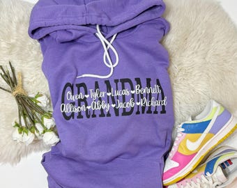 Custom Grandma Hoodie: Personalized Nana Gift, Plus Size