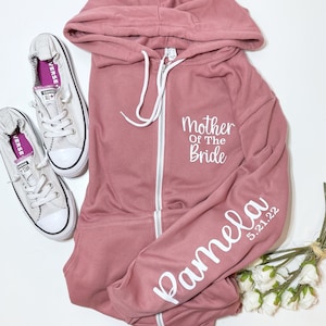 Mother of the Bride Zip up, Brida Zip Up Hoodie, Full Zip Up Sweatshirt, Wedding, Wedding Party