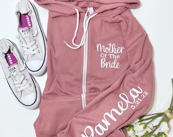 Mother of the Bride Zip up, Brida Zip Up Hoodie, Full Zip Up Sweatshirt, Wedding, Wedding Party