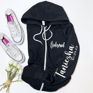 Bridesmaid Zip up, Brida Zip Up Hoodie, Full Zip Up Sweatshirt, Bridal Party Hoodies, Wedding Party, Getting Ready Hoodies, Wedding Hoodies