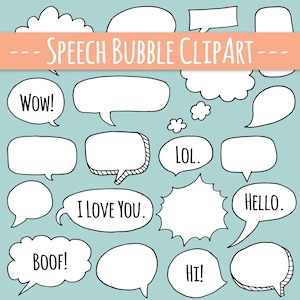 Speech Bubble Clipart Frames, Speech Bubbles, Clipart, Clip Art, Frame Clipart, Digital Frames, Doodle Clipart, Cartoon, PNG, EPS, Vector