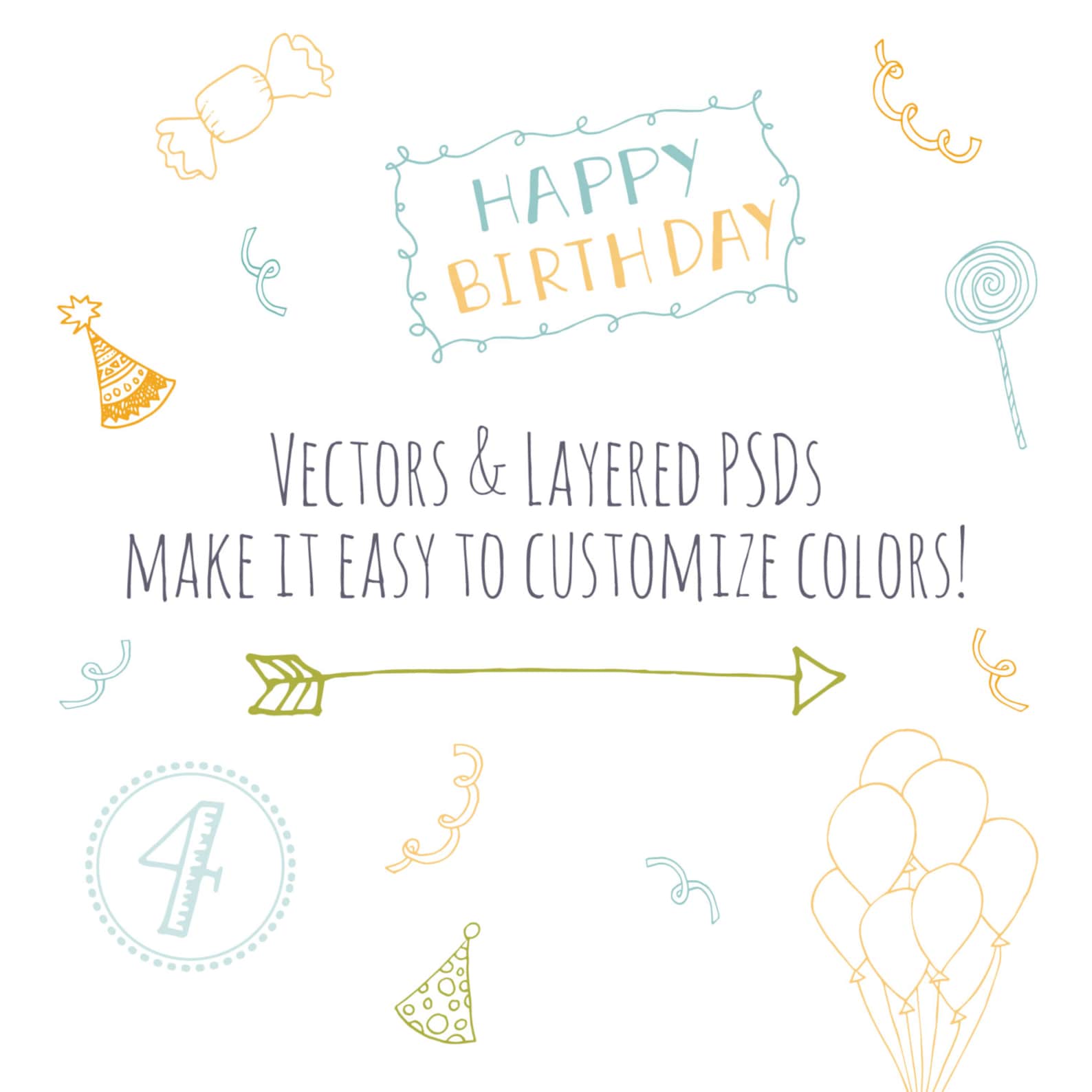 Happy Birthday Clip Art Set // Hand Lettering Word Art // | Etsy