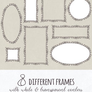 24 Doodle Frames, Digital Photo Frames Clipart, Decorative Frame PNG Files, Clipart Frames, Scrapbook Frames, Frame Vector, Commercial Use image 2