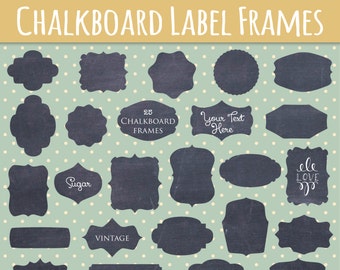 Chalkboard Frames Clipart Set, Digital Frames, Chalkboard Clipart Frames, Clip Art, Labels, Digital Shape, Frame PNG, EPS, Vector, Download