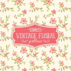 Vintage Floral Seamless Pattern, Floral Digital Paper Pack, Floral Papers, Floral Pattern Papers, Pink, Printable, Digital Backgrounds