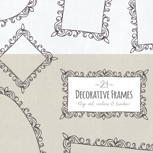 24 Doodle Frames, Digital Photo Frames Clipart, Decorative Frame PNG Files, Clipart Frames, Scrapbook Frames, Frame Vector, Commercial Use image 5