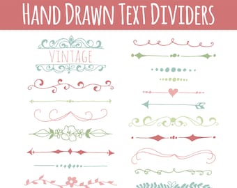 Clipart Text Dividers Set, Digital Frames, Page Borders, Text Divider Clipart, Clip Art, Text Divider PNG, Vector, EPS, Photoshop, Download