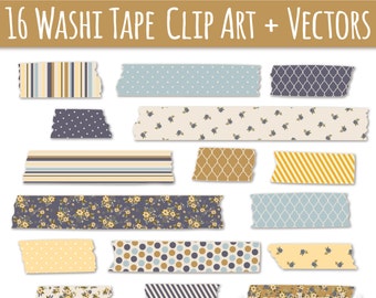 Digital Washi Tape Clipart Set, Cute Floral Pattern Washi Clip Art, Digital Planner Clipart, Planner Clip Art, Washi Clipart, PNG, Vector