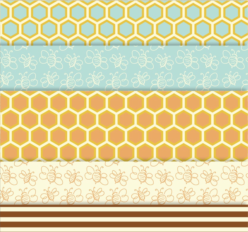 Honey Bee Digital Paper Pack // Cute Bumble Bee Papers PNG JPG Seamless ...